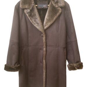 Utex Women's Dark Brown Teddy Jacket with Faux Fur